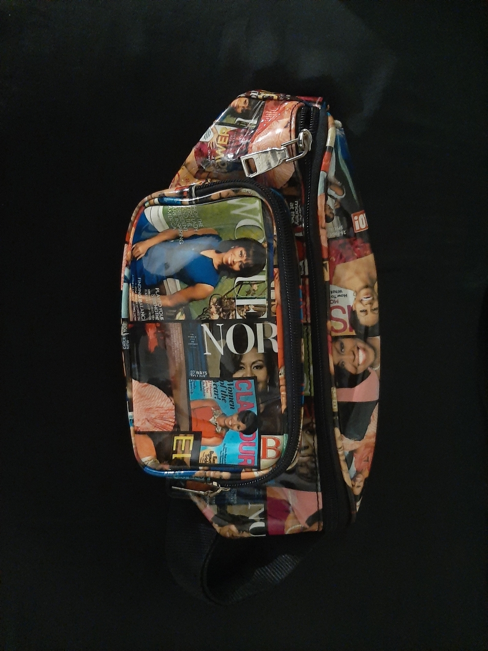 Michelle Obama Magazine-Print Fanny Pack/Sling Bag - Multicolor